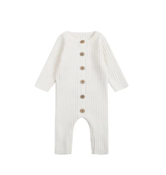 CLEARANCE-  Cotton ribbed Romper - long sleeve